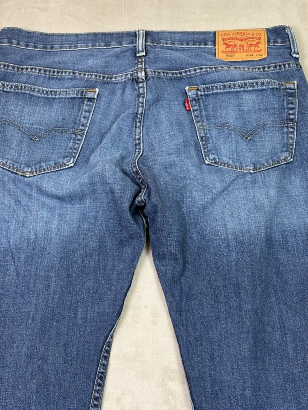 Levi's 569 Loose Straight Mens Fits 36x31 (Tag 34x32) Dark Wash Blue Jeans Baggy - Picture 5 of 10